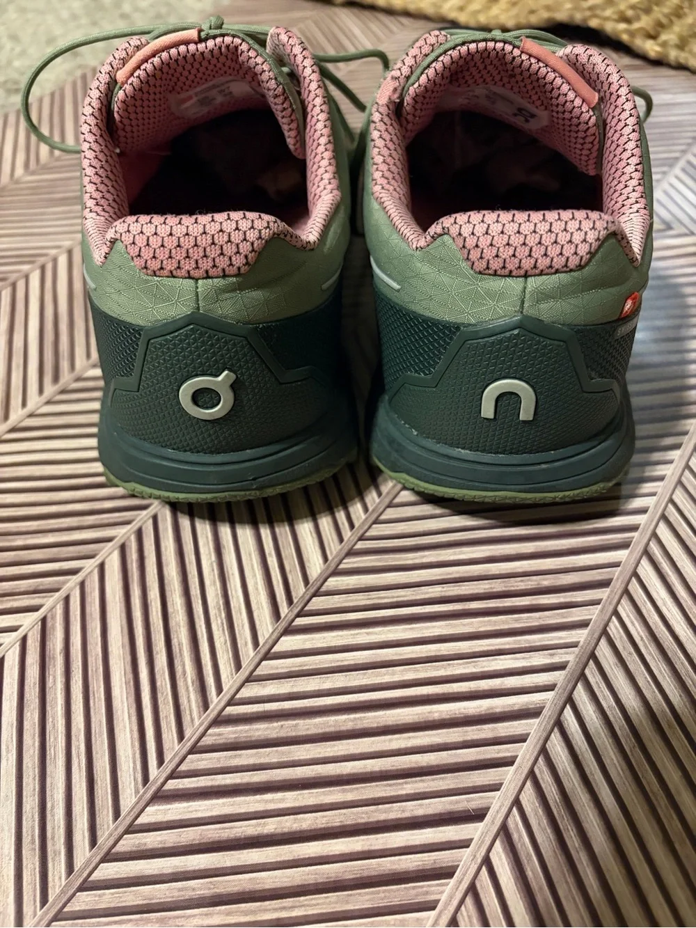 On Cloudventure 3.0 Women's Olive Green Trail Runners with Pink Interior